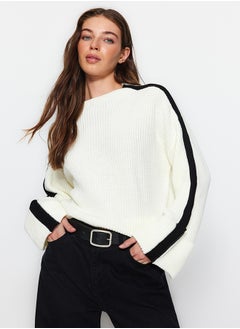 اشتري Ecru Wide Fit Sleeve Fold Knitwear Sweater TWOAW24KZ00663 في مصر