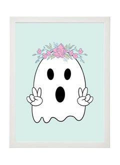 Buy Halloween Cute Ghost Framed Poster 30x40cm - Spooky Halloween Wall Art Decor for Kids' Rooms, Home, Nursery, or Party - Trick or Treat Halloween Decoration Gift in UAE