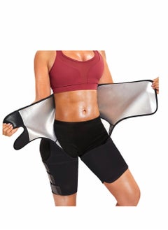 Buy Sauna Waist Trainer Butt Lifter, 4-in-1 Sweat Trimmer Thigh for Women Belt Tummy Control Body Shaper in UAE