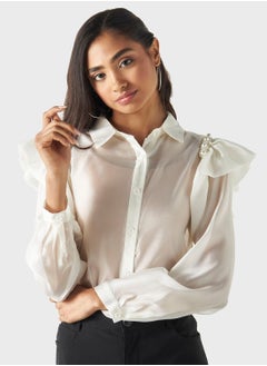 Buy Embellished Ruffle Sleeve Top in UAE