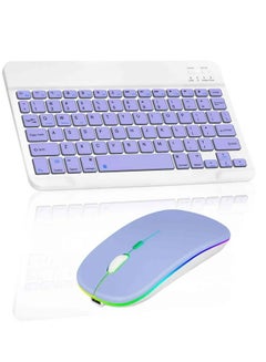 Buy Wireless Keyboard and Mouse Combo Bluetooth Keyboard Mouse Set with Rechargeable Battery Purple in UAE