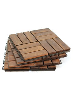 Buy Hometaste Wooden Decking Tiles - Interlocking Wood Flooring For Garden Pathways, Patios, Durable Wood Tiles For Outdoor And Indoor Use (Style_3, 15_Pieces) in UAE