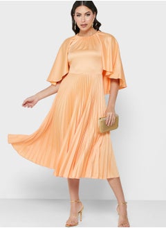 Buy Cape Sleeve Plisse Dress in UAE