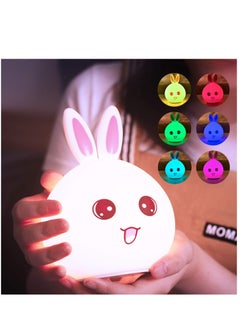 Buy Bunny Night Lights Soft Silicone bunny lamp Toddler Night Light Nursery Lamp Luminous Animal Touch Sensor Control Lamp in UAE