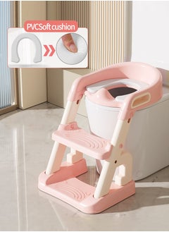 اشتري Adjustable ladder for children's bedpan, baby toilet, baby toilet training folding seat, comfortable seat belt with splash guard toilet seat في الامارات