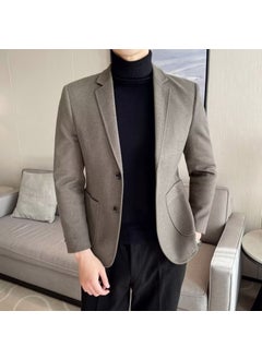 اشتري Mens New Wool Blazer Casual Fashion SuitBrown Brown في السعودية