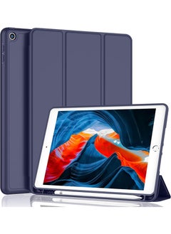 Buy iPad 9th/8th/7th Generation Case (2021/2020/2019) iPad 10.2-Inch Case with Pencil Holder [Sleep/Wake] Slim Soft TPU Back Smart Magnetic Stand Protective Cover Cases Navy Blue in UAE