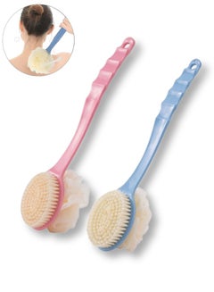 Buy 2 Pcs Body Scrubber,Back Scrubber Brushes with bristles and a mesh sponge（Pink and Blue） in Saudi Arabia