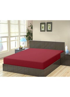 Buy KRUDE Stripe Microfiber Maroon Fitted Sheet -Queen 150 x 200 cm in UAE