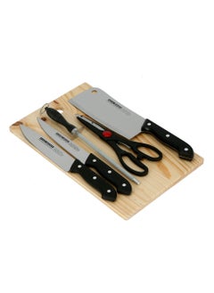 اشتري Delcasa DC1670 5 PCS Kitchen Knife Set with Cutting Board | Complete Set with Paring Knife, Chef Knife, Knife Sharpener & Cutting Board - Stainless-Steel Sharp Blades - Best Kitchen Gift في السعودية