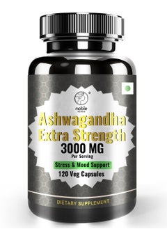 Buy Ashwagandha  Extra Strength 3000mg, 120 Veg Capsules - Stress Relief Formula, Natural Mood Support, Stress, Focus, and Energy Support Supplement in UAE