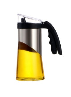 Buy Auto Flip Olive Oil Dispenser Glass Bottle 550ml Leakproof Condiment Container With Automatic Cap and Stopper for Kitchen Cooking in UAE