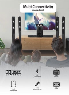 اشتري FLEXY Home Theater Speaker – 5.1 Channel, 20000W Peak, 205W RMS, Dolby Digital, Built-in Amp, FM Radio, USB, Bluetooth, Card Reader, 2 Mic Ports, Remote Control Included في السعودية