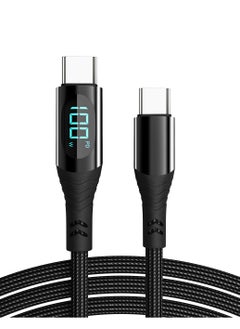 Buy USB C to USB C PD 100W Fast Speed Charging Cable, 5A Charging Type C Nylon Braided Cable with LED Display, 480Mbps Fast Data Transfer Speed, for IPhone 15, 16, Huawei Samsung Fast Charging Cable in UAE