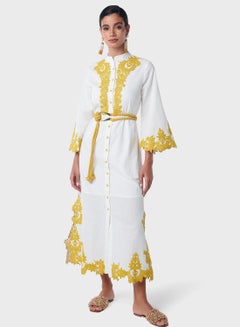 اشتري Contrast Embroidered Shirt Dress في السعودية