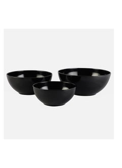 اشتري Voidrop-Melamine Bowls-Cereal Bowls Set - Unbreakable Melamine Classic Bowls Set of 3,Bowls Set for Breakfast, Lunch, Dinner, Dishwasher Safe (Black) في الامارات