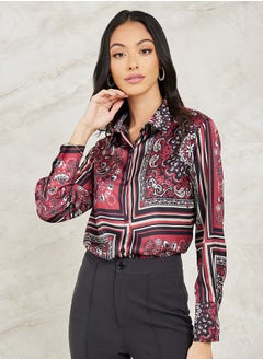 Buy Scarf Paisley Print Satin Shirt in Saudi Arabia