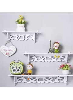 Buy Wall Floating Shelves Set of 3pcs Wall Storage Rack Wall Shelf White 60x11x11cm in UAE