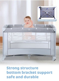 Buy Multifunctional Portable Crib Foldable Double-Layer Mobile Children's Play Bed in Saudi Arabia