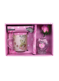 Buy Gifts Collection Coffee Mug Set with Spoon Pink in Saudi Arabia