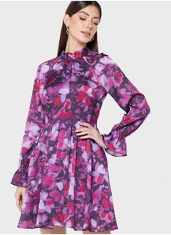 Buy High Neck Fit And Flare Mini Dress in UAE