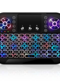 اشتري Mini Wireless Keyboard with 7 Colors RGB Backlit and Touchpad , Seamless Connectivity,  Ideal for Smart TV, PC, Laptops, and More في السعودية