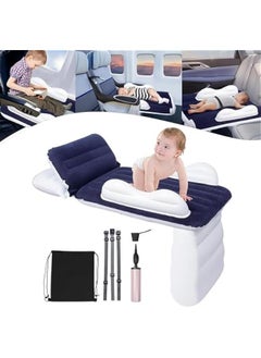 اشتري Inflatable Airplane Bed for Toddler, Portable Baby Airplane Bed for Travel, Plane Bed for Kids with Hand Pump, Seat Belt and Carry Bag, Toddler Seat Extender for Car, Airplane (Blue) في الامارات