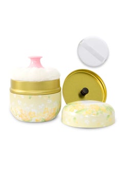 اشتري Body Powder Puff and Container, 3.15" Portable Powder Container for Body Powder, Empty Powder Case for Women's Loose Powder for Travel, Bath and Beach (Yellow) في السعودية