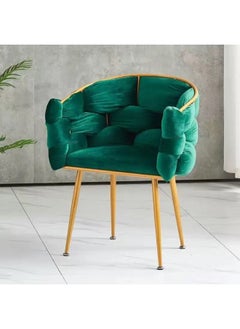 Buy Luxury Handmade Accent Chair Modern Velvet Armchair with Gold Metal Legs and Elegant Tufted Back in UAE