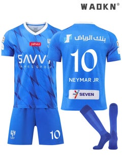 Buy No. 10 Football Jersey Set Football Soccer Jersey Set Youth Sizes Football Tracksuits for Kids Fans League Riyadh Crescent Jersey Home No #10 Neymar JR Soccer Jersey in Saudi Arabia