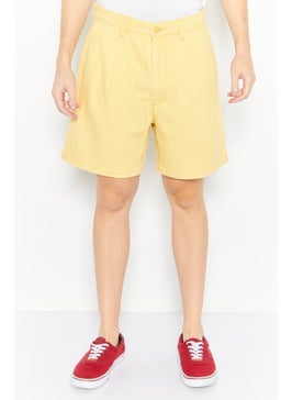 Buy Men Plain Denim Shorts, Yellow in Saudi Arabia