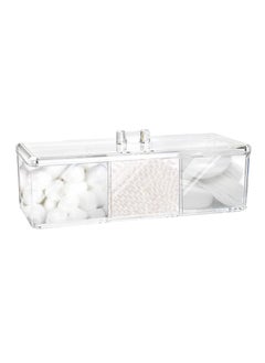 Buy Square Qtip Holder Dispenser, 3 Compartments Cotton Ball Holder, Bathroom Canisters for Swab, Ball, Pad Organizer, Clear Acrylic Containers with Lid Vanity Countertop Rectangle and Swab Organizer in Saudi Arabia