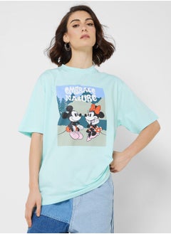 Buy Mickey & Minnie Oversize Graphic Print T-Shirt in UAE