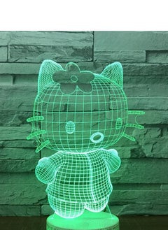 اشتري 3D Illusion Led Night Light Lamp Cute Hello Kitty Baby Nursery Room Nightlight Kids Childrens Bedroom Decoration Gift 3d Lamp في الامارات