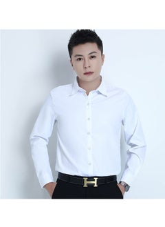 Buy Men's business white shirt long-sleeved slim fit no-iron professional versatile suit in Saudi Arabia