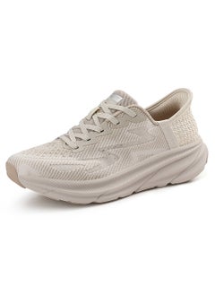 Buy SKY VIEW Supportive Men And Women Hands Free Slip-ins Running Shoes Unisex Cushioned Breathable Athletic Fashion Sneakers Non Slip Walking Tennis Shoes Beige in UAE