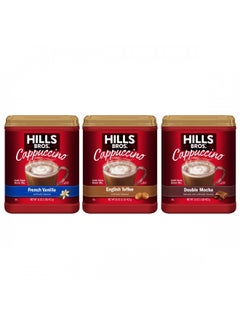 اشتري Hills Bros Instant Cappuccino Mix Variety Pack with French Vanilla, English Toffee, and Double Mocha Instant Coffee Beverage Mix (3 ct. Pack) في الامارات