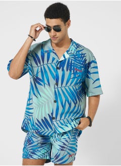 Buy Leaf Printed Relaxed Fit Swimshirt in Saudi Arabia