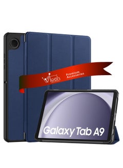 Buy Smart Flip Auto Awake/Auto Sleep Leather Texture with Pen Holder Case Cover For Samsung Galaxy Tab A9 4G 2023 (X110, X115) 8.7 Inch Navy Blue in Saudi Arabia