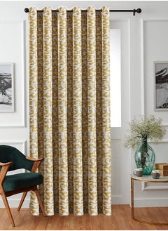 Buy Patio Sliding Door Room Divider Thermal Insulated Tree Branch Printed Blackout Curtain Yellow 200x270cm in UAE