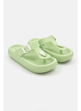 Buy Women Brand Logo Slippers, Light Green in Saudi Arabia