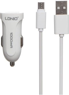 اشتري Ldnio DL-C17 High Quality Smart Car Charger 2.4A Auto-ID With Lightning USB Cable - White في مصر