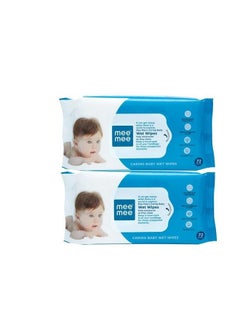Buy Caring Baby Wet Wipes Aloe Vera (72 Pieces) Pack Of 2 in UAE