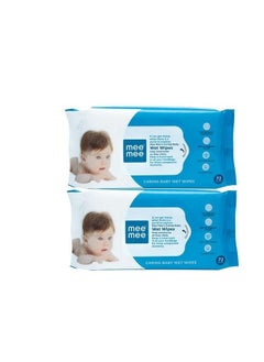 Buy Caring Baby Wet Wipes Aloe Vera (72 Pieces) Pack Of 2 in UAE