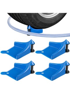 Buy Car Hose Guide, 4 Pcs Tire Hose Roller for Car Washing, Detailing Tire Hose Guide Preventing Pressure Washer Hose Stuck Under The Tires, Blue Car Plastic Wash Tool to Avoid Snagging in Saudi Arabia