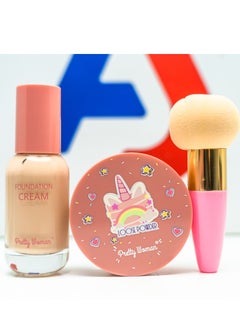 Buy Makeup Set 3 Pcs Foundation + Loose Powder + Blender - No. 3 in Egypt