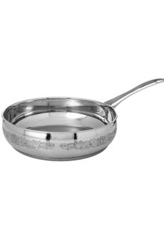 Buy Stainless steel frying pan with engraving on the side, size 24 cm in Saudi Arabia