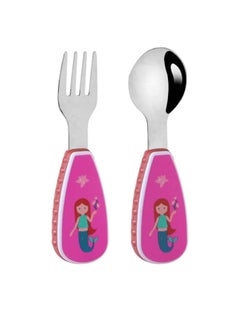 Buy Mermaid Kid's Spoon & Fork Cutlery Set with Case in UAE