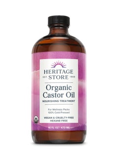 اشتري Heritage Store Palma Christi Organic Castor Oil | Hair and Eyebrow Growth | Skin Moisturizer | Cold Pressed, Hexane & Fragrance Free | 16 oz 473ml في الامارات