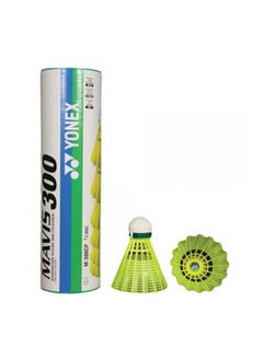 Buy Yonex Mavis 300 Green Cap Slow Badminton Shuttlecock 6 Pack, Yellow in UAE